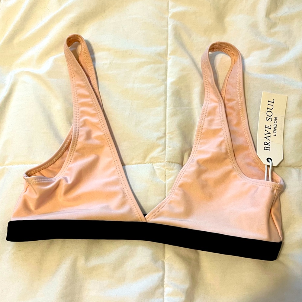NWT BRAVE SOUL LONDON PEACH/BLACK BIKINI SIZE SMALL